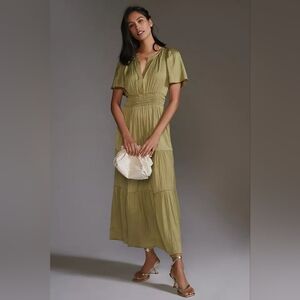 Anthropologie Olive Green Maxi Dress